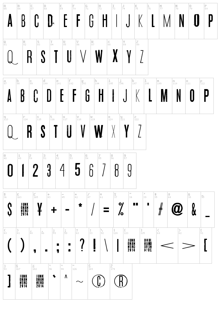 Quiet Zoo font map